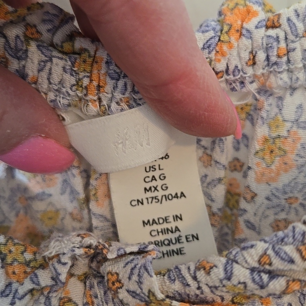 H&M Floral Midi Front Split Left Side Zip Ruffle On Off Shoulder Sleeve Pretty - Picture 2 of 7